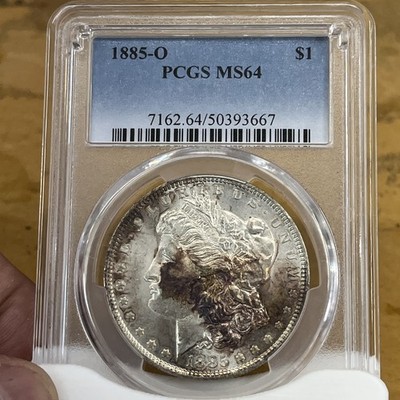 1885-O Morgan Silver Dollar PCGS MS64. Brown Toning On Obverse And Reverse.