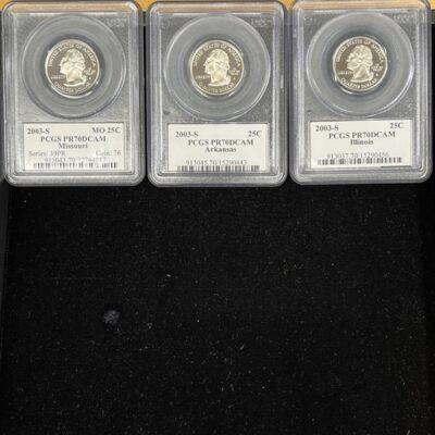 2003-S Clad Proof  State Quarter Lot. 3 PCGS PR70 DCAM-State Flags See Descrip