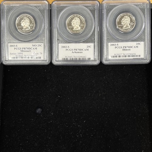 2003-S Clad Proof State Quarter Lot. 3 PCGS PR70 DCAM-State Flags See Descrip