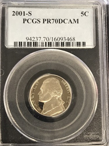 2001-S , 2002-S & 2003-S proof Jefferson Nickels PCGS PR70DCAM. 3 Piece proofs