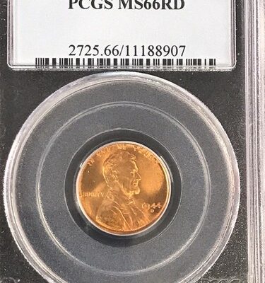 1944 D WHEAT CENT PENNY PCGS MS-66 RD - UNCIRCULATED - RED