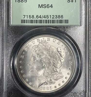 1885 MORGAN DOLLAR MS 64 PCGS. Old Holder. Nice White Coin. Eb2