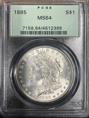 1885 MORGAN DOLLAR MS 64 PCGS. Old Holder. Nice White Coin. Eb2