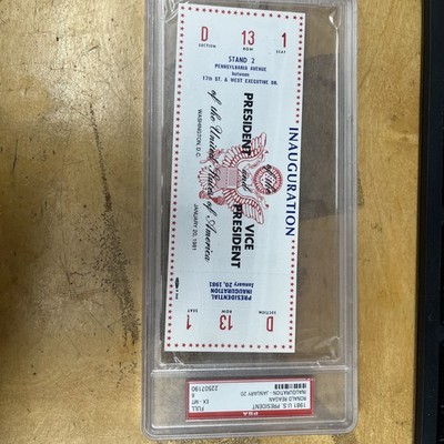 1981 President Ronald Reagan Inauguration Inaugural Parade VIP Full Ticket PSA 6